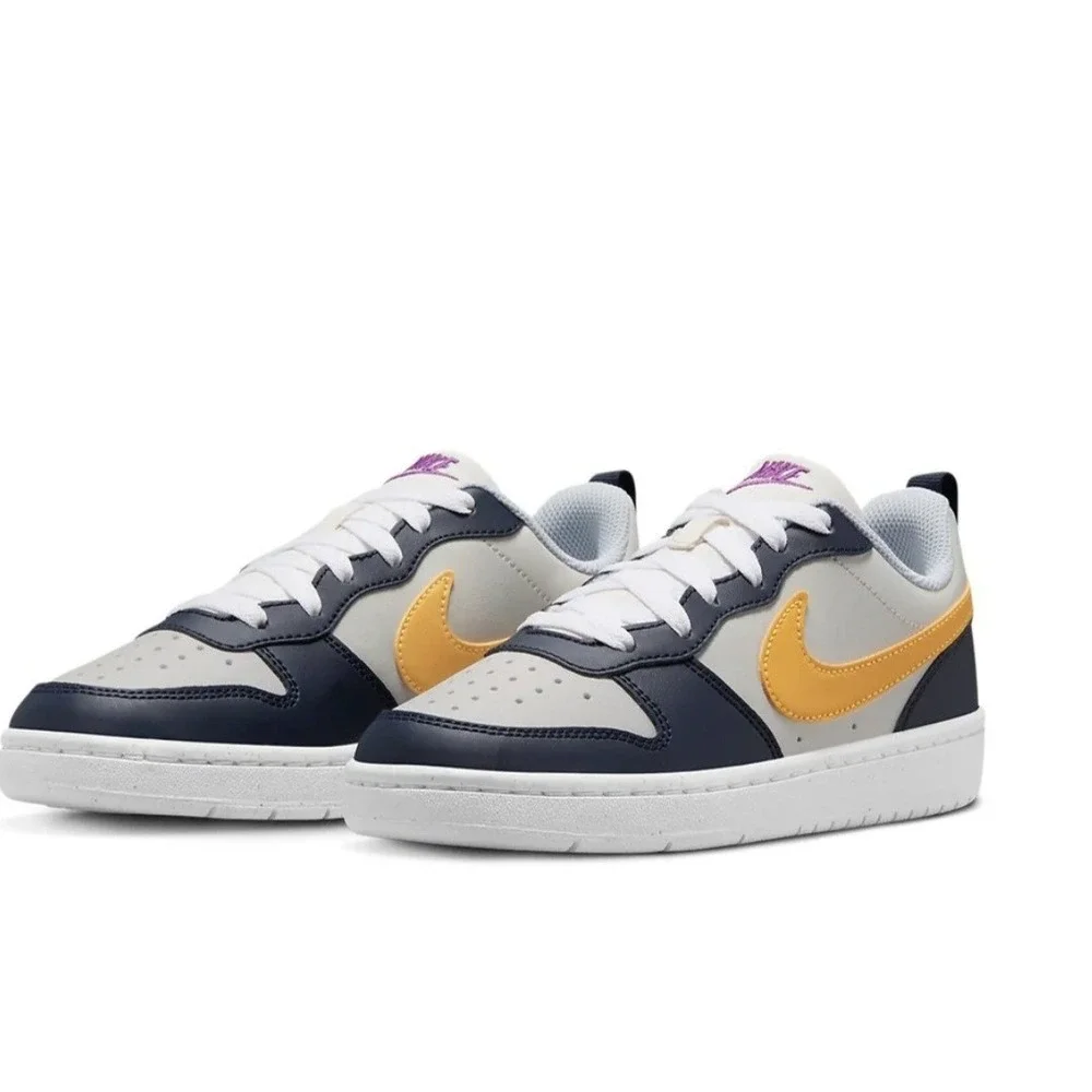 NIKE Court Borough Low Recraft (Gs) Size 7y Phantom University Gold-white NEW